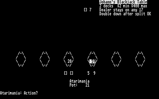 Johann's Blackjack Table atari screenshot
